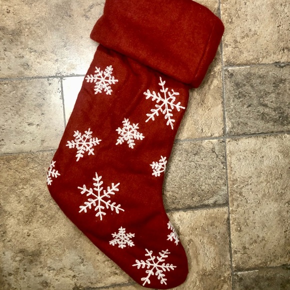 Pottery Barn Holiday Pottery Barn Felt Snowflake Burgundy Stocking